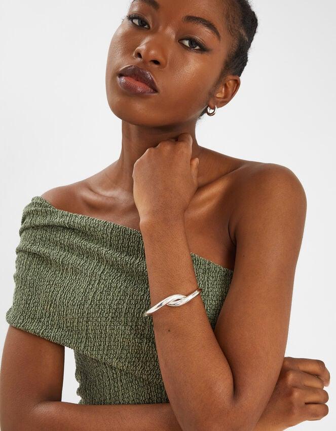 Accessorize Twist Knot Hinge Bangle Silver