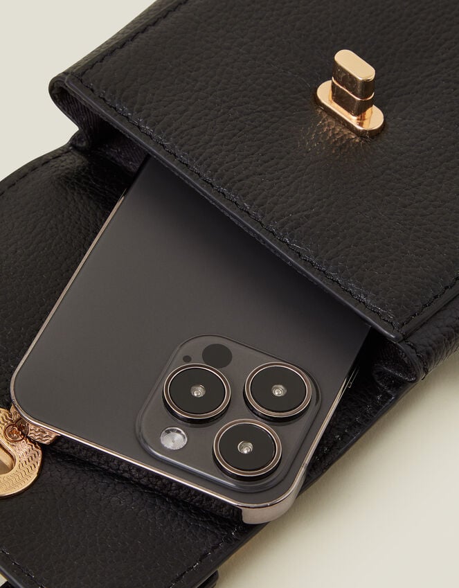 Accessorize Twist-Lock Leather Phone Bag