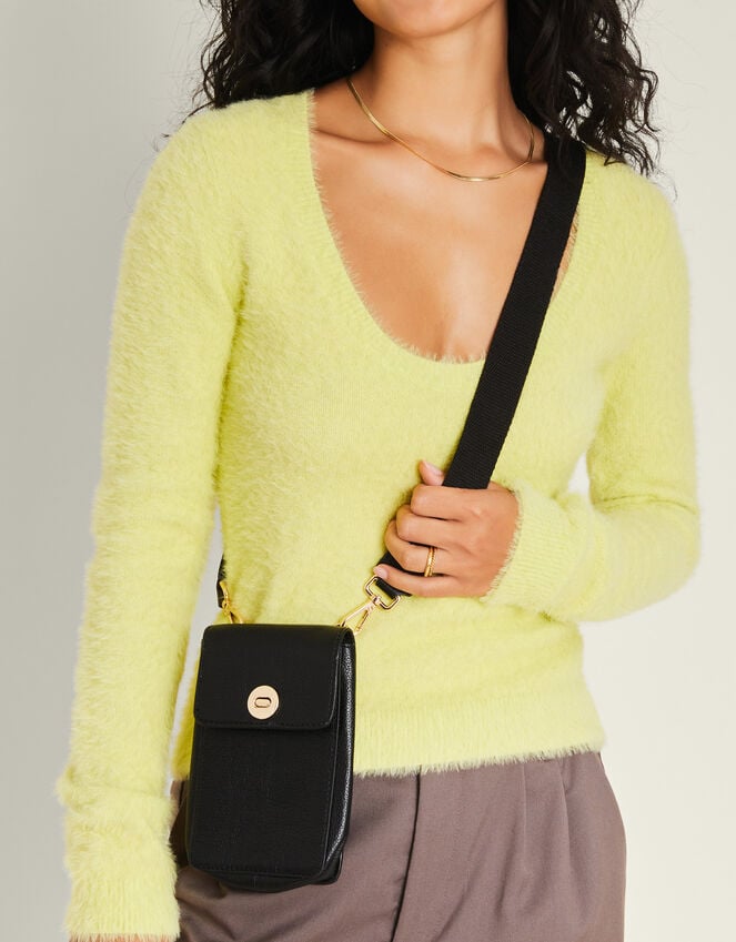 accessorize Twist-Lock Leather Phone Bag