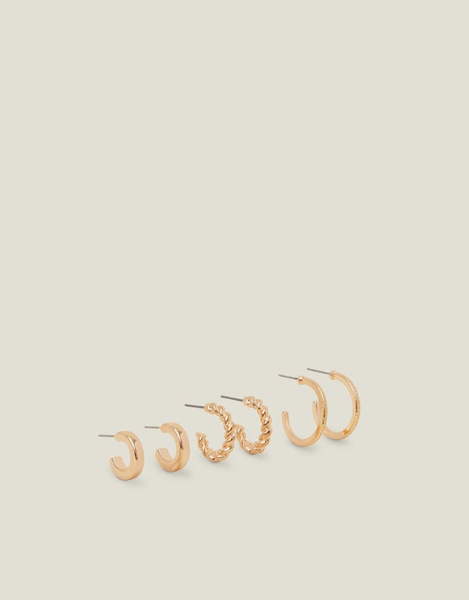 Accessorize Twisted Chunky Hoops Set Of Three