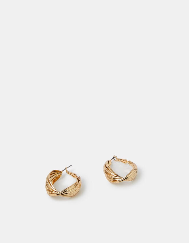 Accessorize Twisted Ridge Hoop Earrings Gold