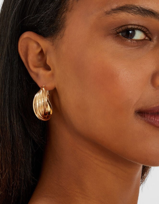 Accessorize Twisted Ridge Hoop Earrings Gold