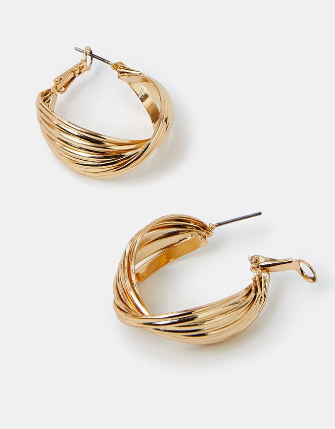 accessorize Twisted Ridge Hoop Earrings Gold