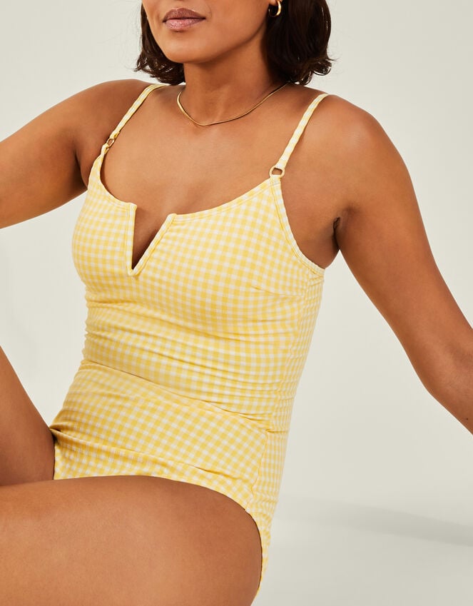 Accessorize V-Front Gingham Swimsuit Yellow