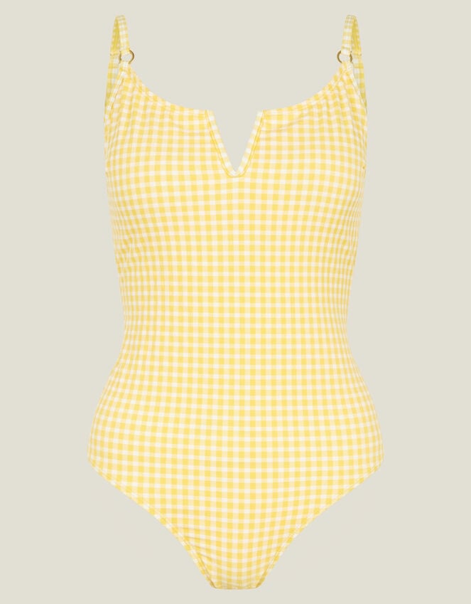 Accessorize V-Front Gingham Swimsuit Yellow