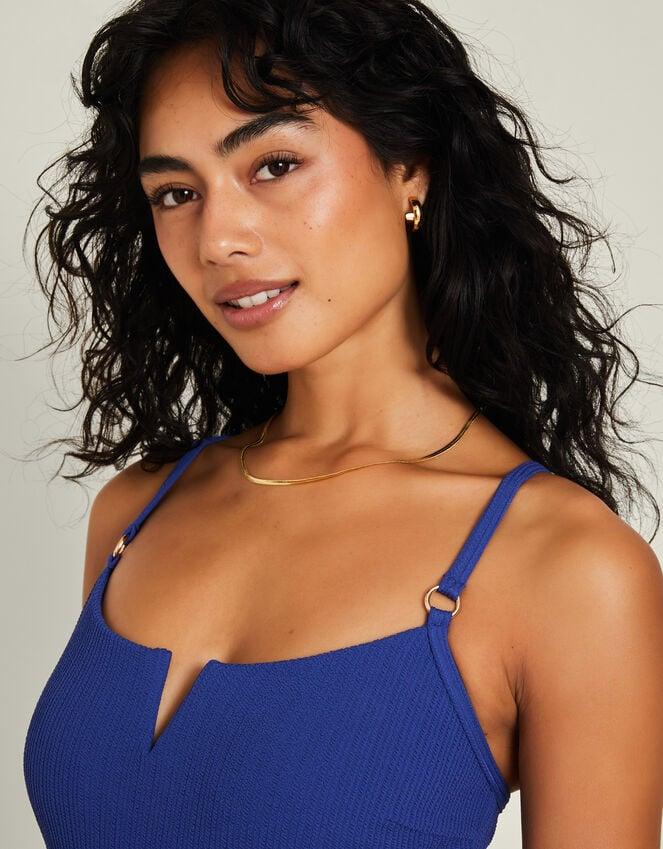 Accessorize V-Front Seersucker Swimsuit Blue
