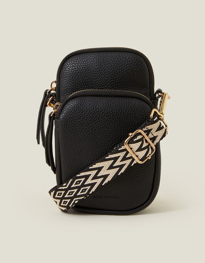 Accessorize Webbing Strap Phone Bag Black