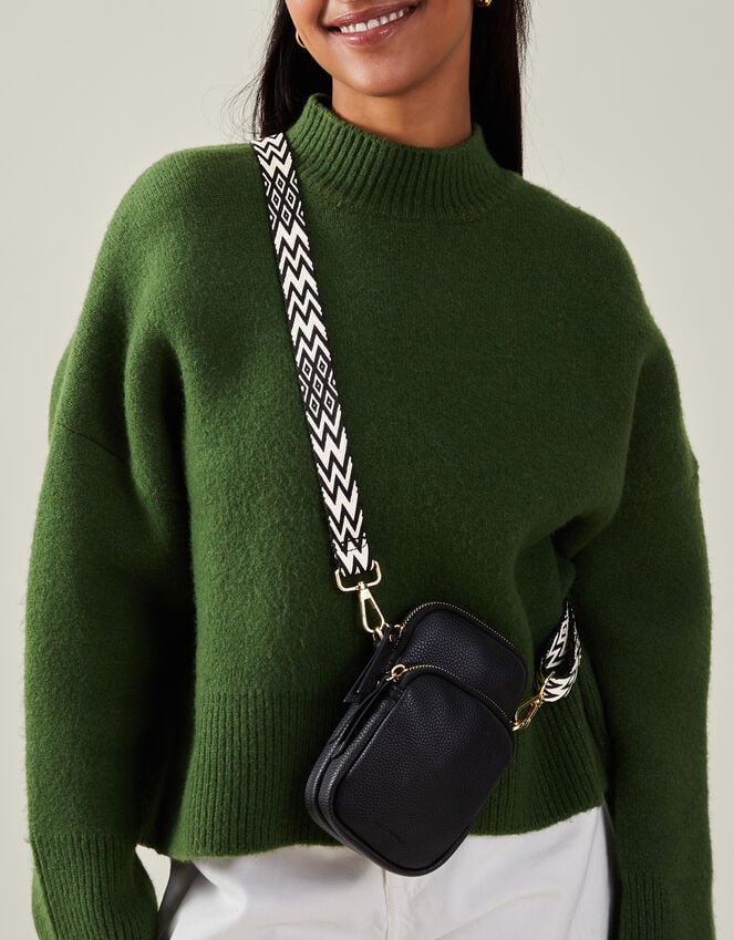 accessorize Webbing Strap Phone Bag Black