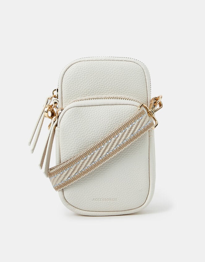 Accessorize Webbing Strap Phone Bag Cream