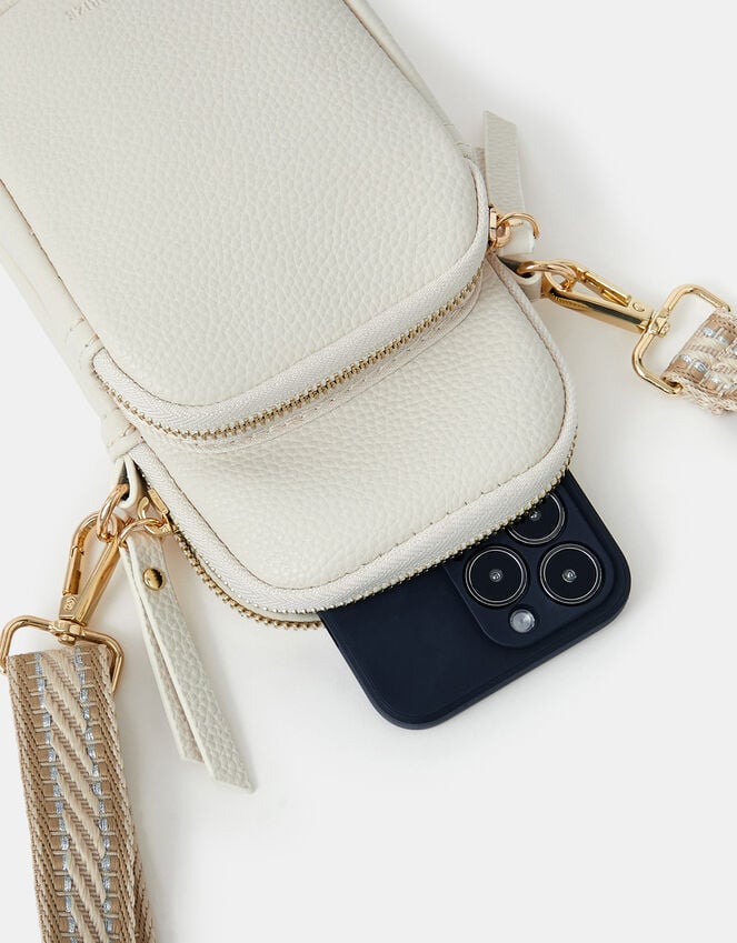 Accessorize Webbing Strap Phone Bag Cream