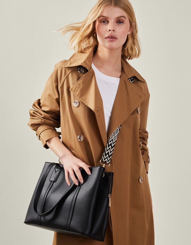 accessorize Webbing Strap Tote Bag Black