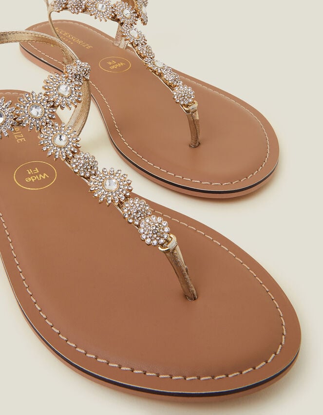 Accessorize Wide Fit Rome Sparkly Sandals Gold