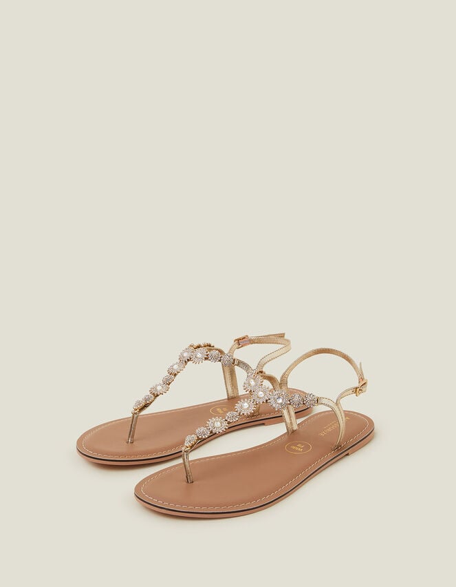 accessorize Wide Fit Rome Sparkly Sandals Gold