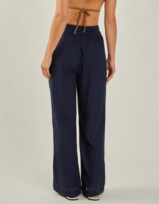 Accessorize Wide Leg Beach Trousers Blue