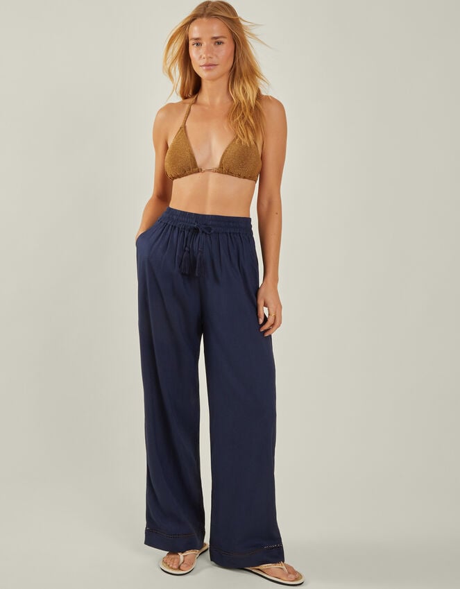 accessorize Wide Leg Beach Trousers Blue