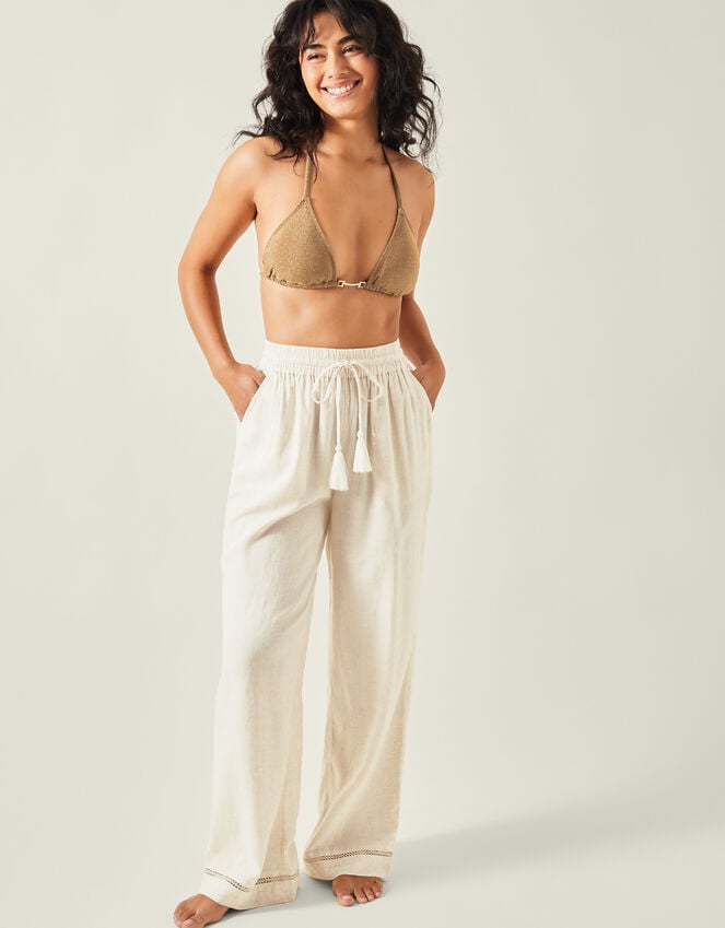 accessorize Wide Leg Beach Trousers Camel