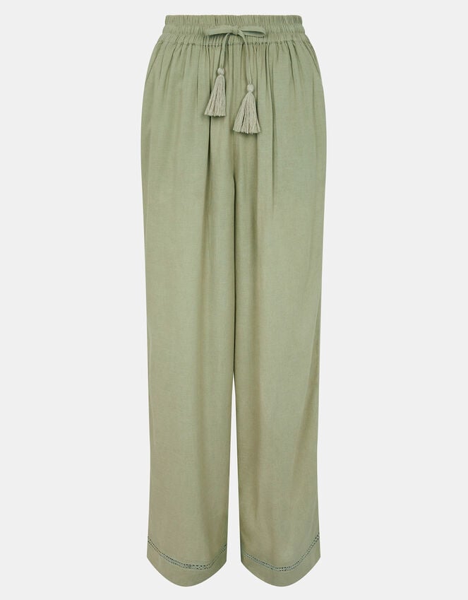 Accessorize Wide Leg Beach Trousers Green