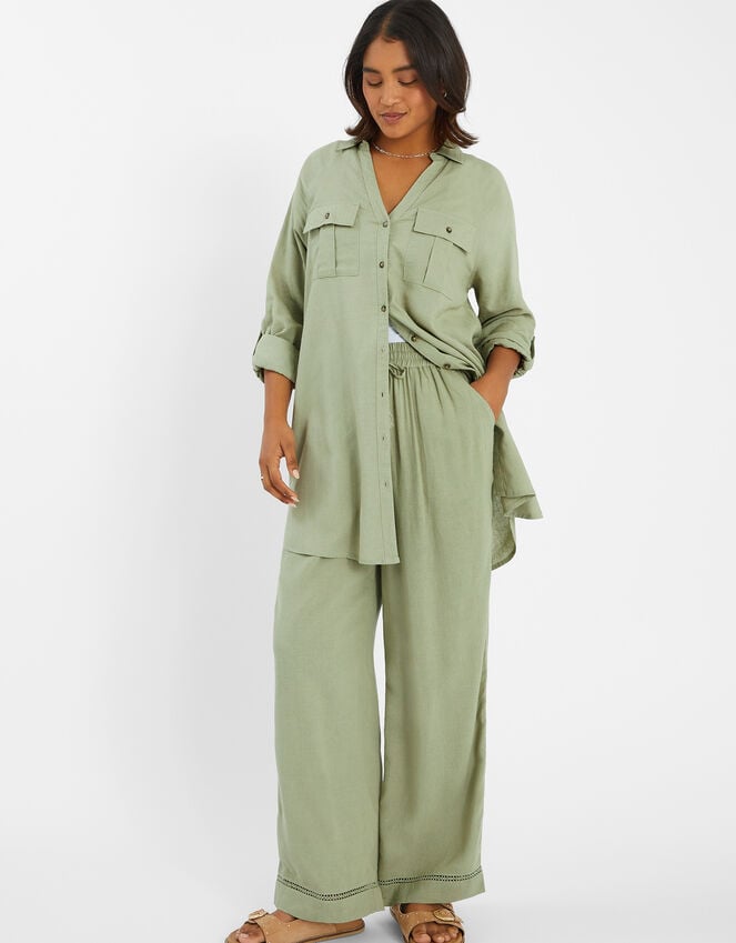 accessorize Wide Leg Beach Trousers Green