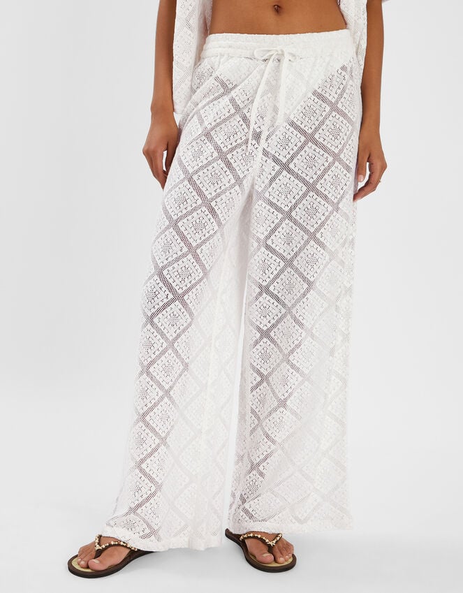 accessorize Wide Leg Lace Trousers Ivory