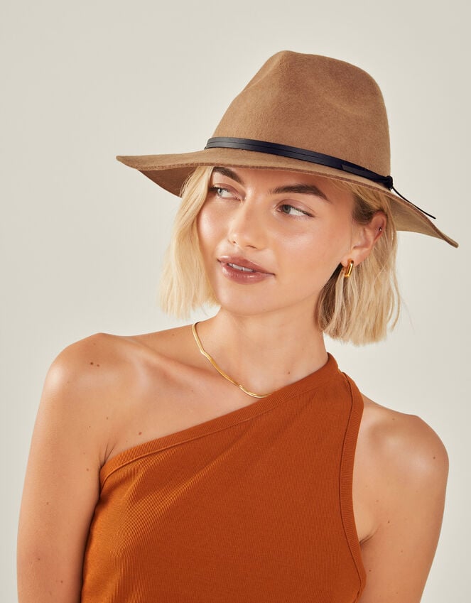 Accessorize Wool Fedora Hat Camel