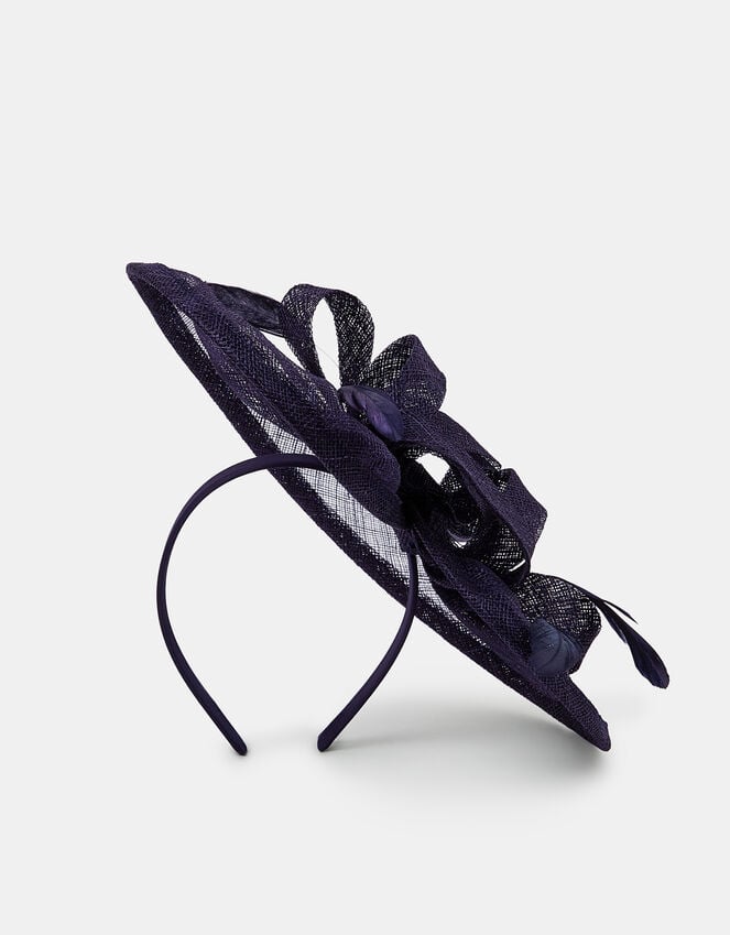 Accessorize Woven Bow Feather Disc Fascinator Blue