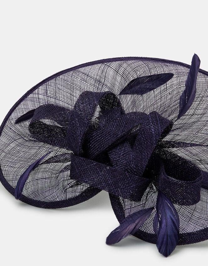 Accessorize Woven Bow Feather Disc Fascinator Blue