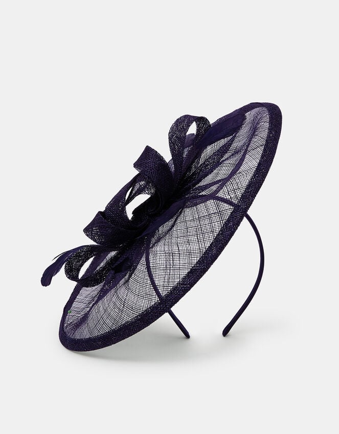 Accessorize Woven Bow Feather Disc Fascinator Blue