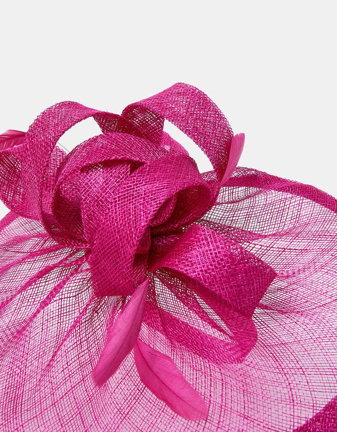 Accessorize Woven Bow Feather Disc Fascinator Pink