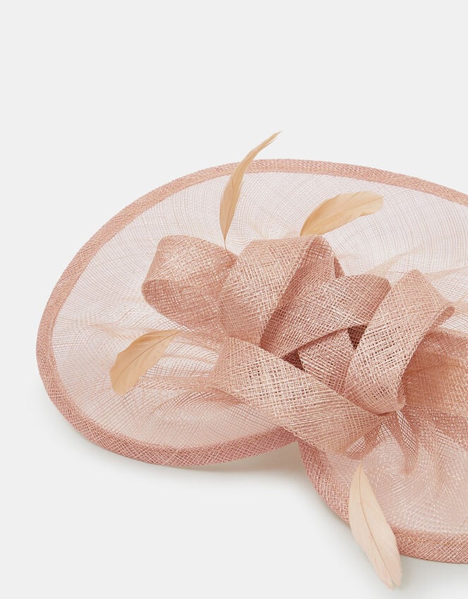 Accessorize Woven Bow Feather Disc Fascinator Pink