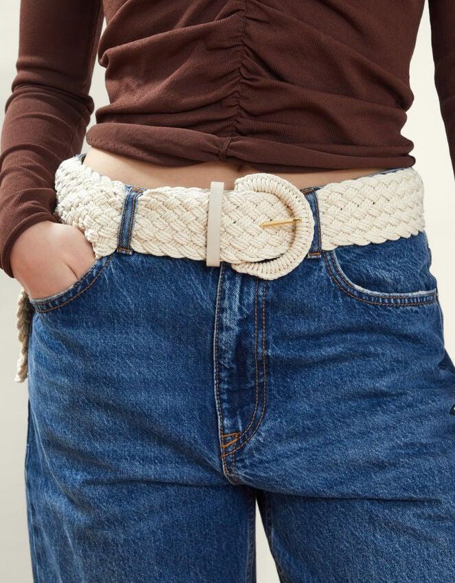 Accessorize Woven Buckle Belt Cream