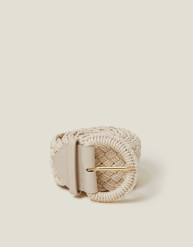 accessorize Woven Buckle Belt Cream
