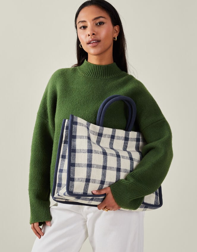 accessorize Woven Check Print Shopper Bag