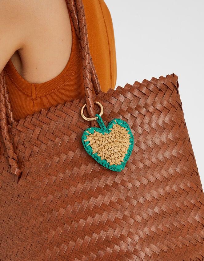 Accessorize Woven Raffia Heart Bag Charm