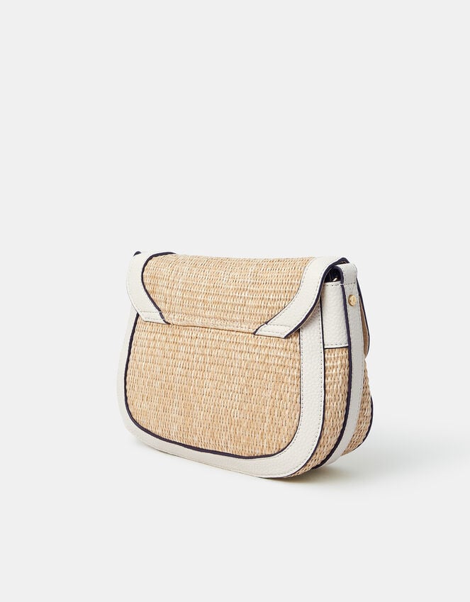 Accessorize Woven Satchel Cross-Body Bag Cream
