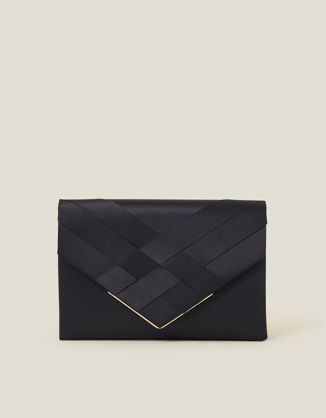 Accessorize Woven Satin Envelope Clutch Bag Blue