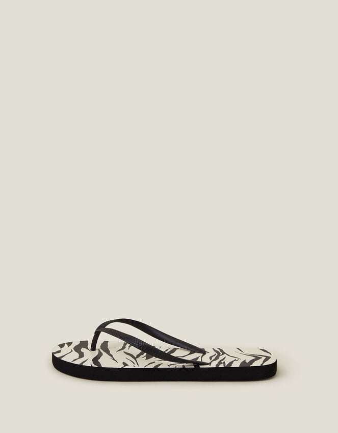 Accessorize Zebra Print Flip Flops Black