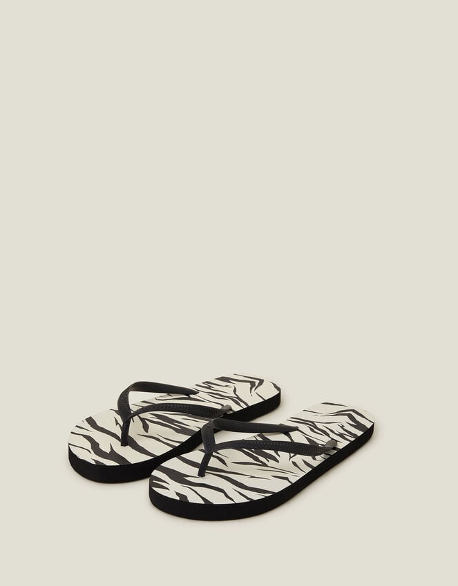 accessorize Zebra Print Flip Flops Black