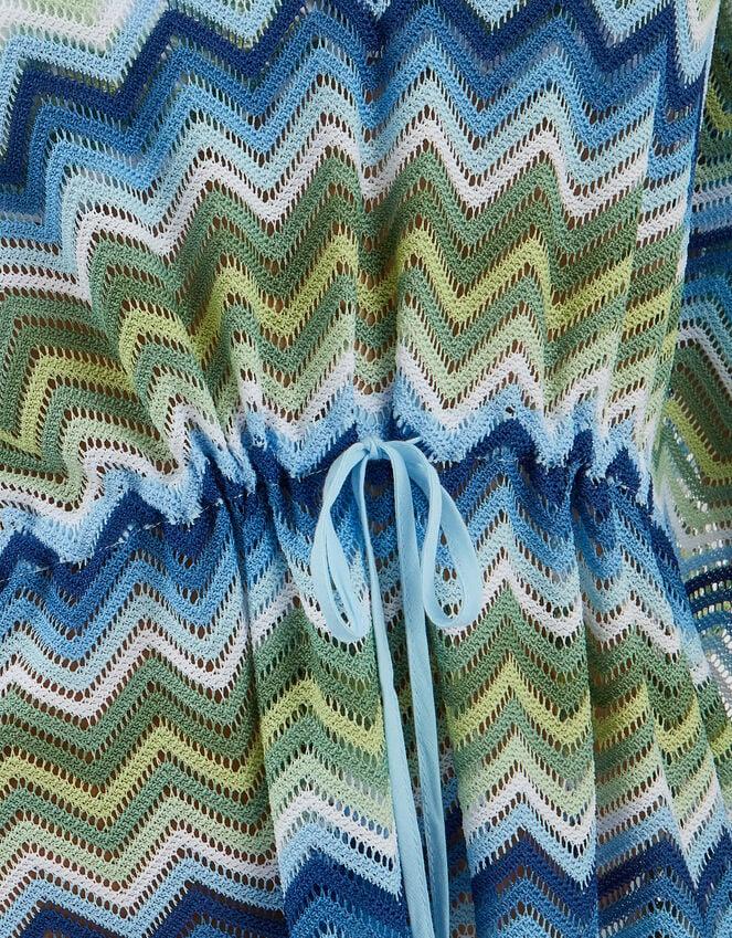 Accessorize Zig Zag Crochet Mini Kaftan Blue