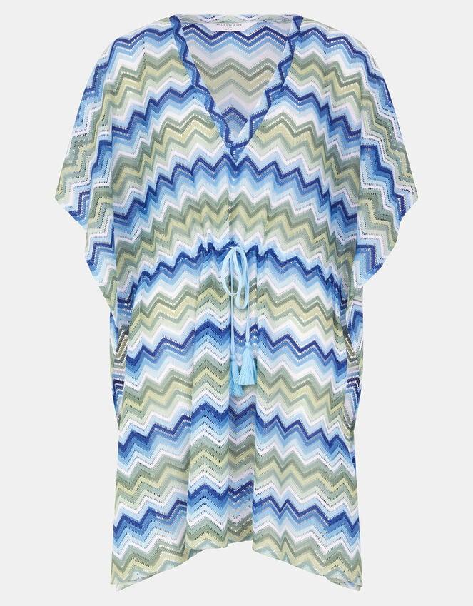 Accessorize Zig Zag Crochet Mini Kaftan Blue
