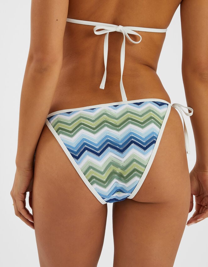 Accessorize Zig Zag Tie Side Bikini Bottoms Blue