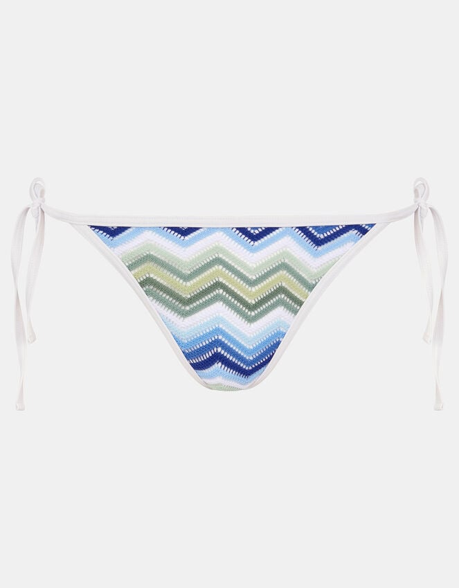 Accessorize Zig Zag Tie Side Bikini Bottoms Blue