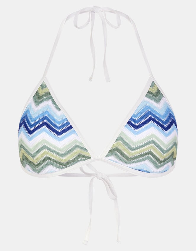 Accessorize Zig Zag Triangle Bikini Top Blue