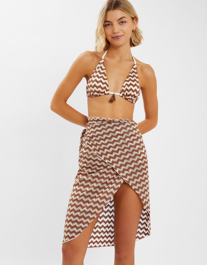 Accessorize Zigzag Knit Sarong Natural