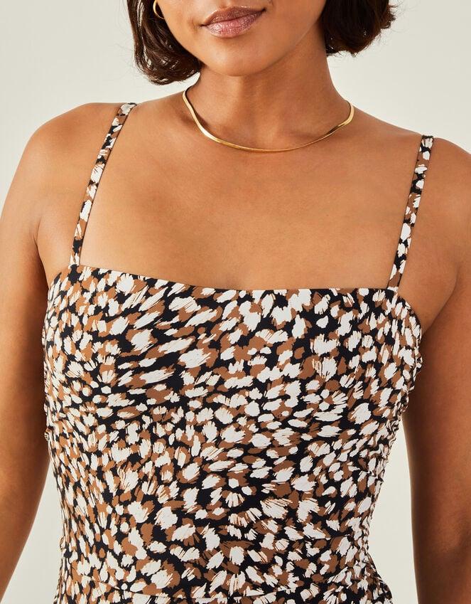 Accessorize Animal Print Ruched Shaping Swimsuit Brown