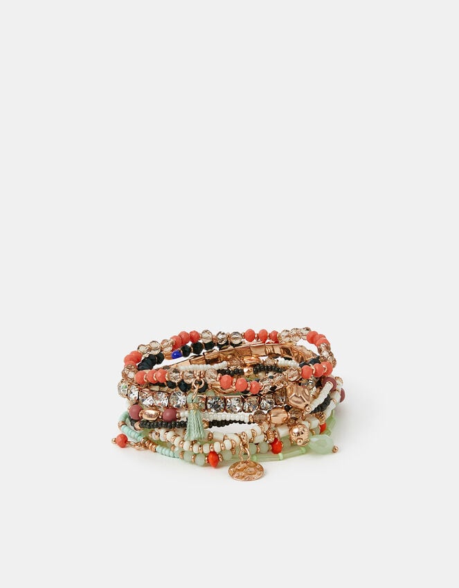 Accessorize Beaded Charm Stretch Bracelet Multipack