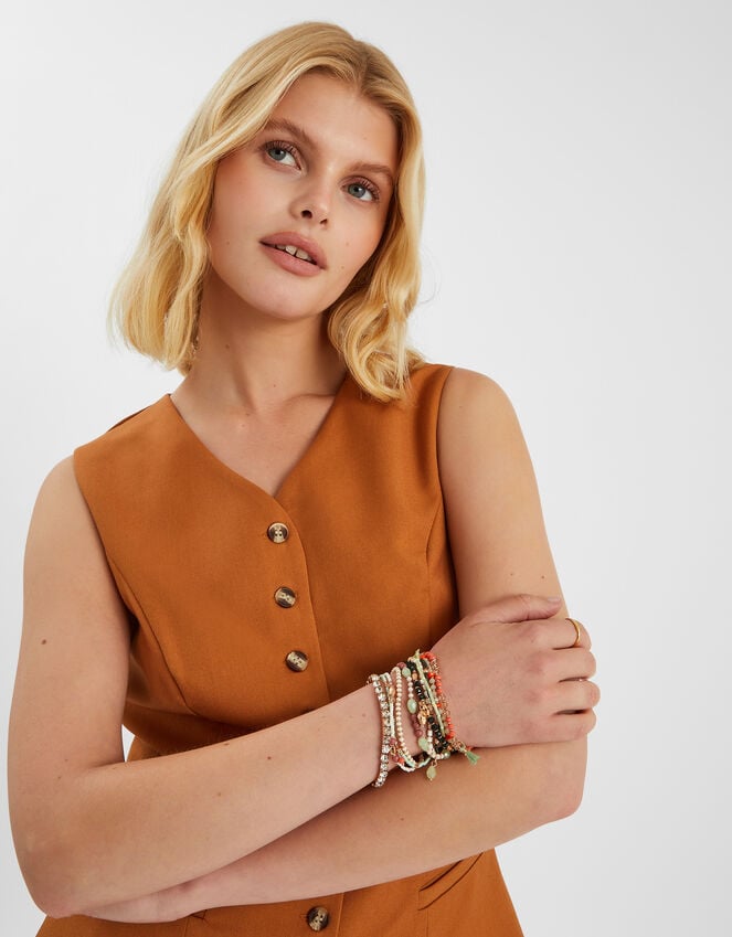 Accessorize Beaded Charm Stretch Bracelet Multipack