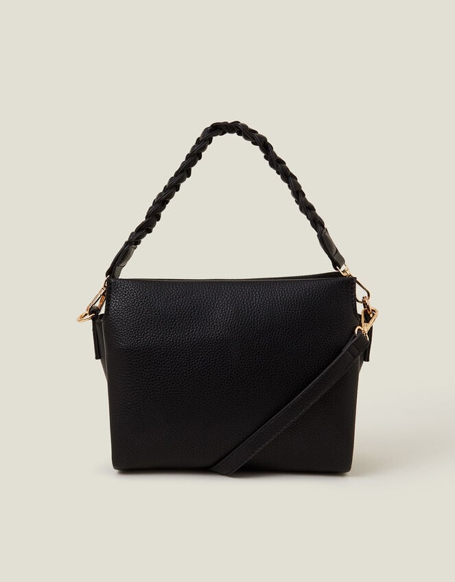 Accessorize Braid Strap Faux Leather Cross-Body Bag Black