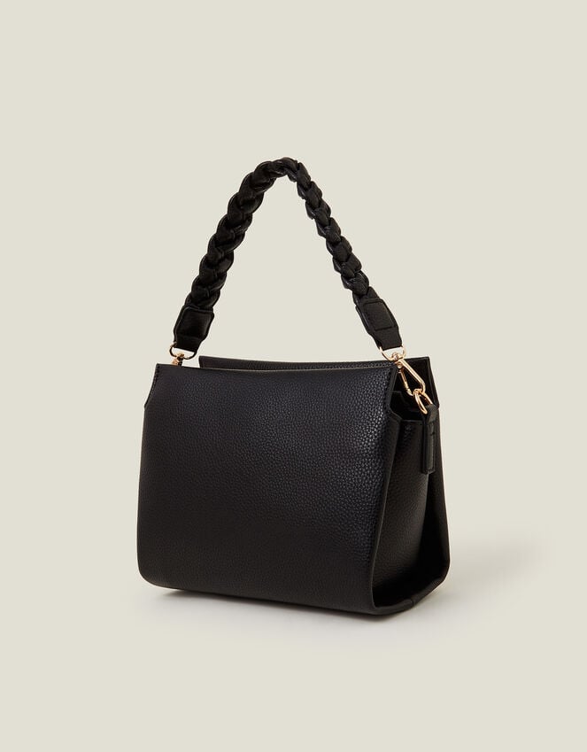 Accessorize Braid Strap Faux Leather Cross-Body Bag Black