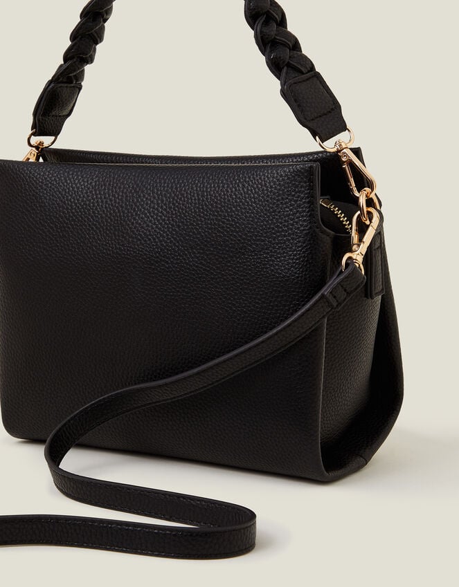 Accessorize Braid Strap Faux Leather Cross-Body Bag Black