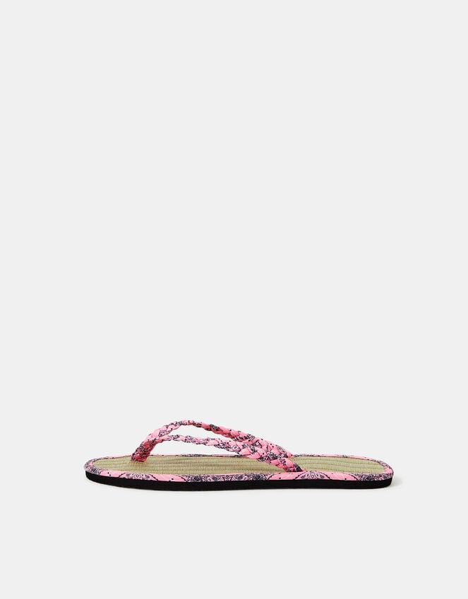 Accessorize Braided Bandana Seagrass Flip Flops Pink